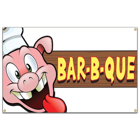 Signmission Bar-B-Que Pig Sign Banner Concession Stand Food Truck Single Sided B-72 Bar-B-Que Pig Sign19